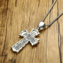 Christian Cross Pendant For Men Necklace Silver Stainless Steel Box Chain