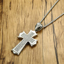Christian Cross Pendant For Men Necklace Silver Stainless Steel Box Chain