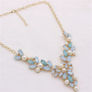 Leaf Vine Wrapped Crystal White Pearl Collar Choker Necklace for Women Girl