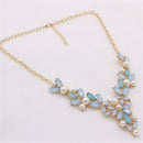 Leaf Vine Wrapped Crystal White Pearl Collar Choker Necklace for Women Girl