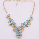 Leaf Vine Wrapped Crystal White Pearl Collar Choker Necklace for Women Girl