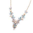 Leaf Vine Wrapped Crystal White Pearl Collar Choker Necklace for Women Girl
