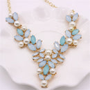 Leaf Vine Wrapped Crystal White Pearl Collar Choker Necklace for Women Girl