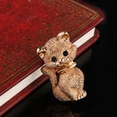 Women Costume Jewelry Gold Cat Animal Brooch Pin Suit Hats Clips Corsages
