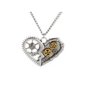 Fashion Silver Alloy Steampunk Pendant Necklace Carved Gears Heart Pattern