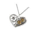 Fashion Silver Alloy Steampunk Pendant Necklace Carved Gears Heart Pattern
