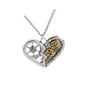Fashion Silver Alloy Steampunk Pendant Necklace Carved Gears Heart Pattern