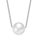 Naural White Freshwater Cultured Genuine Pearl 9.5-10mm 925 Sterling Silver Chain 18'' Necklace for Women AAAA Quality