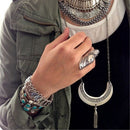 Ethnic Women Lady Elegant Biker Ring Tibetan Sliver Flower Engraving Ring