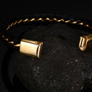 Braided Black Punk Leather Braided Bracelet Stainless Steel Clasp Gothic Mens Bangle Charms