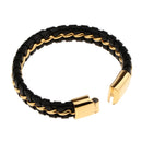 Braided Black Punk Leather Braided Bracelet Stainless Steel Clasp Gothic Mens Bangle Charms