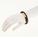 Braided Black Punk Leather Braided Bracelet Stainless Steel Clasp Gothic Mens Bangle Charms