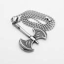 Vintage Women Mens Stainless Steel Battleaxe Charms Pendant Necklace Chain