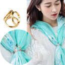 Tricyclic Round Gold Tone Scarf Ring Silk Scarf Clip Three Rings Buckle