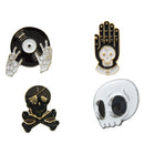 4pcs Cartoon Skull Brooches Collar Pins Set Enamel Button For Jacket Shirt