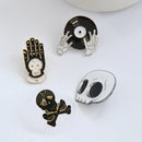 4pcs Cartoon Skull Brooches Collar Pins Set Enamel Button For Jacket Shirt