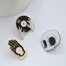 4pcs Cartoon Skull Brooches Collar Pins Set Enamel Button For Jacket Shirt