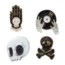 4pcs Cartoon Skull Brooches Collar Pins Set Enamel Button For Jacket Shirt