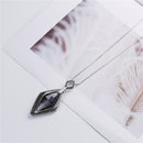 Big Geometric Rhombic Black Crystal Pendant with Lot Mini Rhinestone Decor Pendant Charm Dress Sweater Chain Necklace for Women