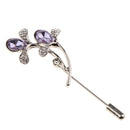 Flower Crystal Stick Pin Brooch Scarf Coat Gown Clip Collar Pin Bridal Dress