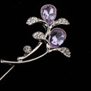Flower Crystal Stick Pin Brooch Scarf Coat Gown Clip Collar Pin Bridal Dress