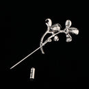 Flower Crystal Stick Pin Brooch Scarf Coat Gown Clip Collar Pin Bridal Dress