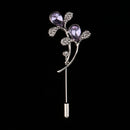 Flower Crystal Stick Pin Brooch Scarf Coat Gown Clip Collar Pin Bridal Dress