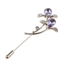 Flower Crystal Stick Pin Brooch Scarf Coat Gown Clip Collar Pin Bridal Dress