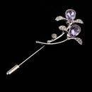 Flower Crystal Stick Pin Brooch Scarf Coat Gown Clip Collar Pin Bridal Dress