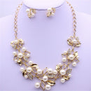 Womens Jewelry Set Bridal Wedding Crystal Rhinestone Pearl Necklace Earrings