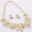 Womens Jewelry Set Bridal Wedding Crystal Rhinestone Pearl Necklace Earrings