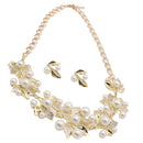 Womens Jewelry Set Bridal Wedding Crystal Rhinestone Pearl Necklace Earrings