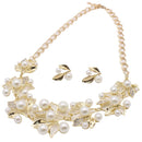 Womens Jewelry Set Bridal Wedding Crystal Rhinestone Pearl Necklace Earrings