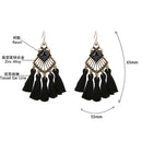 Behomian Fringed Thread Black Tassel Dangle Earrings Chandelier Earrings
