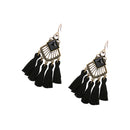 Behomian Fringed Thread Black Tassel Dangle Earrings Chandelier Earrings