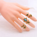 6pcs Vintage Tortoise Elephant Midi Finger Stacking Ring Set Antique Gold