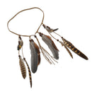 Hippie Indian Feather Shape Headband Boho Weave Feathers Hair Rope Headdress