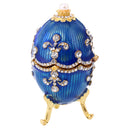 Blue Enamel Faberge Easter Egg Jewelry Box Wedding Ring Storage Container