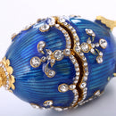 Blue Enamel Faberge Easter Egg Jewelry Box Wedding Ring Storage Container