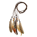Bohemian Feathers Headband Headpiece Handmade Braided Rope Cord Headband