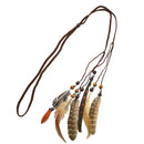 Bohemian Feathers Headband Headpiece Handmade Braided Rope Cord Headband