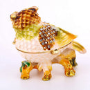 Enameled Crystal Owl Ring Jewelry Holder Storage Box Home Decor Gifts Box