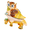 Enameled Crystal Owl Ring Jewelry Holder Storage Box Home Decor Gifts Box