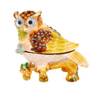 Enameled Crystal Owl Ring Jewelry Holder Storage Box Home Decor Gifts Box