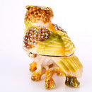 Enameled Crystal Owl Ring Jewelry Holder Storage Box Home Decor Gifts Box