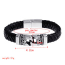 Stainless Steel Braided Leather Bracelet for Men Bangle Wrap Magnetic Clasp