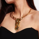 Womens Statement Jewelry Face Pendant Choker Statement Collar Chain Necklace
