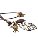 Long Necklace Boho Filigree Leaf 30'' Cord Lady Girls Valentine's Day Gifts