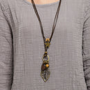 Long Necklace Boho Filigree Leaf 30'' Cord Lady Girls Valentine's Day Gifts