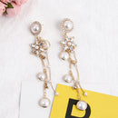 Long Tassel Statement Faux Pearl Snowflake Dangle Earrings Charms Jewelry